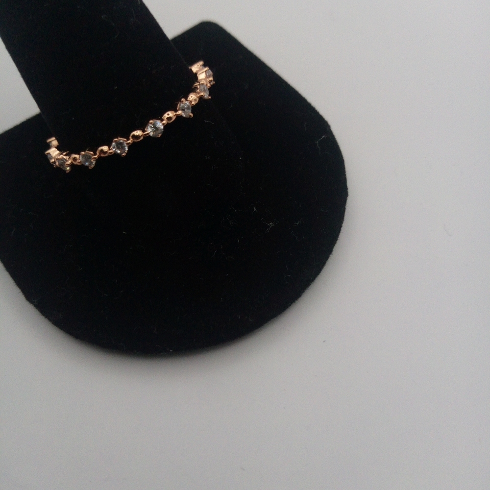 New Gold Sterling Silver Eternity Thin CZ Rin